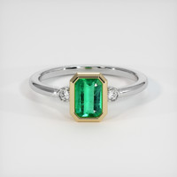 0.74 Ct. Emerald Ring, 18K Yellow & White 1