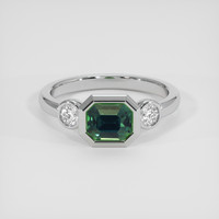 1.10 Ct. Bluish Green Sapphire Ring, Platinum 950 1