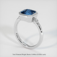 2.05 Ct. Greenish Blue Sapphire Ring, 10K White Gold 2