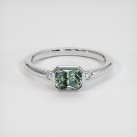 1.15 Ct. Green Sapphire Ring, 10K White Gold 1