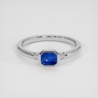 0.68 Ct. Blue Sapphire Ring, 14K White Gold 1