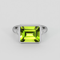 4.86 Ct. Yellowish Green Peridot Ring, 14K White Gold 1
