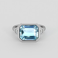 5.04 Ct. Blue Aquamarine Ring, 14K White Gold 1