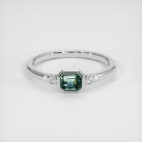 0.64 Ct. Green Sapphire Ring, 14K White Gold 1