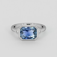 3.01 Ct. Greenish Blue Sapphire Ring, 18K White Gold 1
