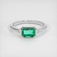 0.88 Ct. Emerald Ring, 18K White Gold 1