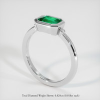 0.88 Ct. Emerald Ring, 18K White Gold 2