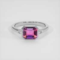 2.54 Ct. Purplish Pink Rhodolite Garnet Ring, 18K White Gold 1