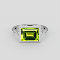 3.21 Ct. Yellowish Green Peridot Ring, 18K White Gold 1