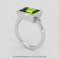 3.21 Ct. Yellowish Green Peridot Ring, 18K White Gold 2