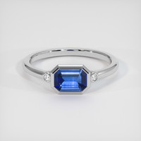 0.97 Ct. Blue Sapphire Ring, 18K White Gold 1