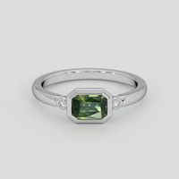 0.99 Ct. Yellowish Green Sapphire Ring, 18K White Gold 1