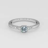 0.53 Ct. Bluish Grey Sapphire Ring, 18K White Gold 1