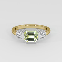 2.60 Ct. Yellowish Green Sapphire Ring, 18K White & Yellow 1