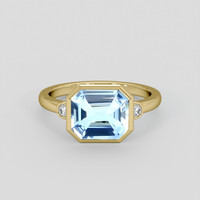 2.32 Ct. Blue Aquamarine Ring, 10K Yellow Gold 1