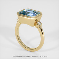 5.04 Ct. Blue Aquamarine Ring, 10K Yellow Gold 2