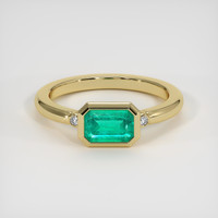 0.83 Ct. Emerald Ring, 18K Yellow Gold 1