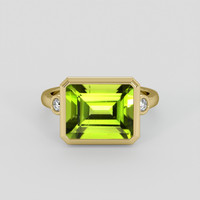 4.86 Ct. Yellowish Green Peridot Ring, 18K Yellow Gold 1