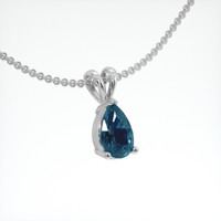 0.55 Ct. Greenish Blue Sapphire Pendant, 14K White Gold 2