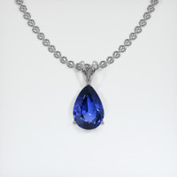 3.07 Ct. Blue Sapphire Pendant, 18K White Gold 1