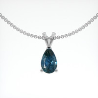0.55 Ct. Greenish Blue Sapphire Pendant, 18K White Gold 1