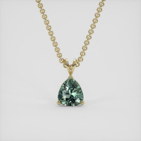 1.70 Ct. Bluish Green Sapphire Pendant, 14K Yellow Gold 1