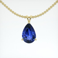 3.07 Ct. Blue Sapphire Pendant, 18K Yellow Gold 1