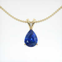 1.55 Ct. Blue Sapphire Pendant, 18K Yellow Gold 1