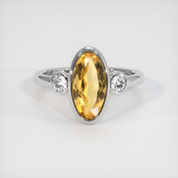 2.92 Ct. Golden Yellow Precious Topaz Ring, Platinum 950 1