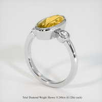 2.92 Ct. Golden Yellow Precious Topaz Ring, Platinum 950 2