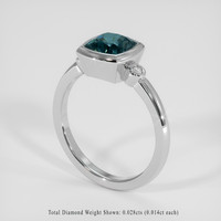 1.69 Ct. Greenish Blue Sapphire Ring, Platinum 950 2