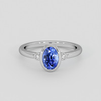 1.28 Ct. Blue Sapphire Ring, Platinum 950 1