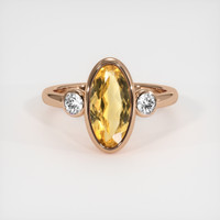 2.92 Ct. Orangish Yellow Precious Topaz Ring, 14K Rose Gold 1
