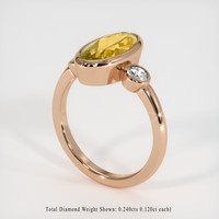 2.92 Ct. Orangish Yellow Precious Topaz Ring, 14K Rose Gold 2