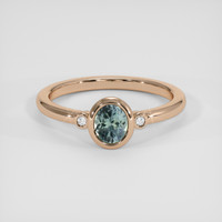 0.59 Ct. Bluish Green Sapphire Ring, 14K Rose Gold 1