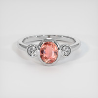 1.08 Ct. Padparadscha Sapphire Ring, 14K White Gold 1