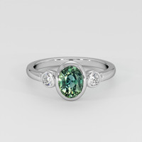 1.20 Ct. Bluish Green Sapphire Ring, 14K White Gold 1