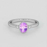 0.85 Ct. Pinkish Purple Sapphire Ring, 14K White Gold 1