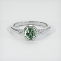 1.00 Ct. Green Sapphire Ring, 14K White Gold 1