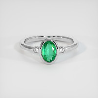 0.55 Ct. Emerald Ring, 18K White Gold 1