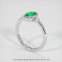 0.55 Ct. Emerald Ring, 18K White Gold 2