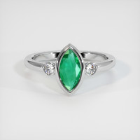 0.70 Ct. Emerald Ring, 18K White Gold 1