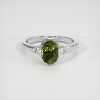 2.06 Ct. Green Sapphire Ring, 18K White Gold 1
