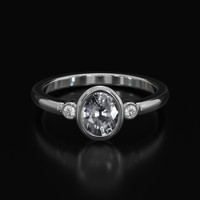 0.86 Ct. White Sapphire Ring, 18K White Gold 1