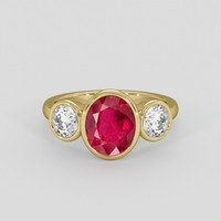 2.73 Ct. Pinkish Red Ruby Ring, 10K Yellow Gold 1