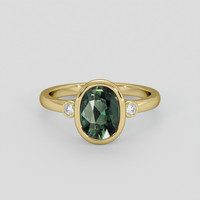 2.08 Ct. Green Sapphire Ring, 14K Yellow Gold 1