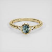 0.59 Ct. Bluish Green Sapphire Ring, 14K Yellow Gold 1