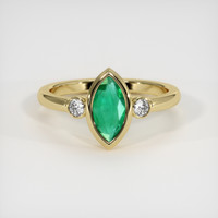 0.70 Ct. Emerald Ring, 18K Yellow Gold 1