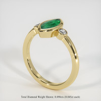 0.70 Ct. Emerald Ring, 18K Yellow Gold 2