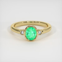 0.70 Ct. Emerald Ring, 18K Yellow Gold 1